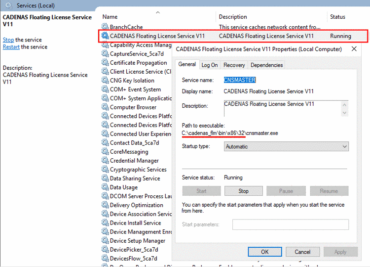 Under Windows -> Services -> CADENAS Floating License Service V11 -> context menu "Properties" you can see the installation path of the FLM server.